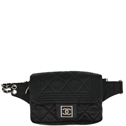 Chanel 2005-2006 Black Satin Sport Line Waist Bum Bag