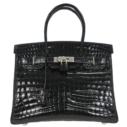 Hermes * Black Niloticus Birkin 30 Handbag