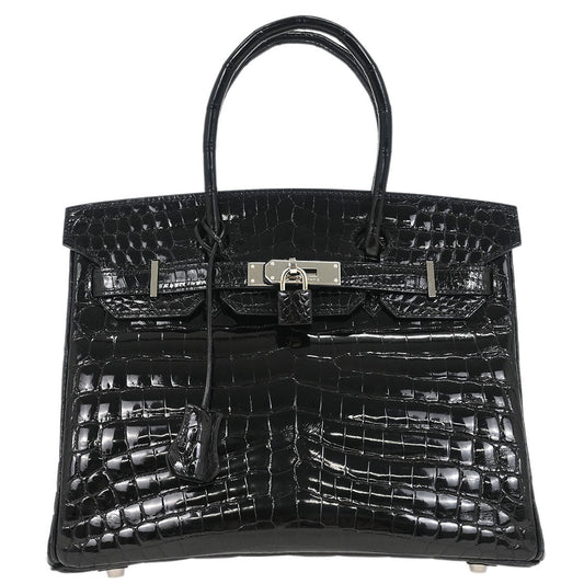 Hermes * Black Niloticus Birkin 30 Handbag