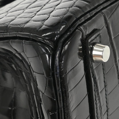 Hermes * Black Niloticus Birkin 30 Handbag