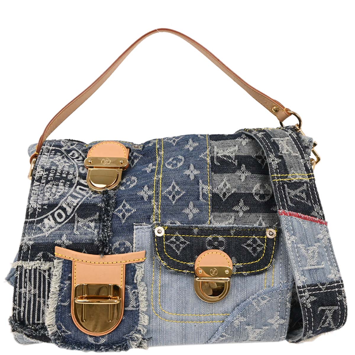 Louis Vuitton Monogram Denim Patchwork Postie 2way Handbag M95374