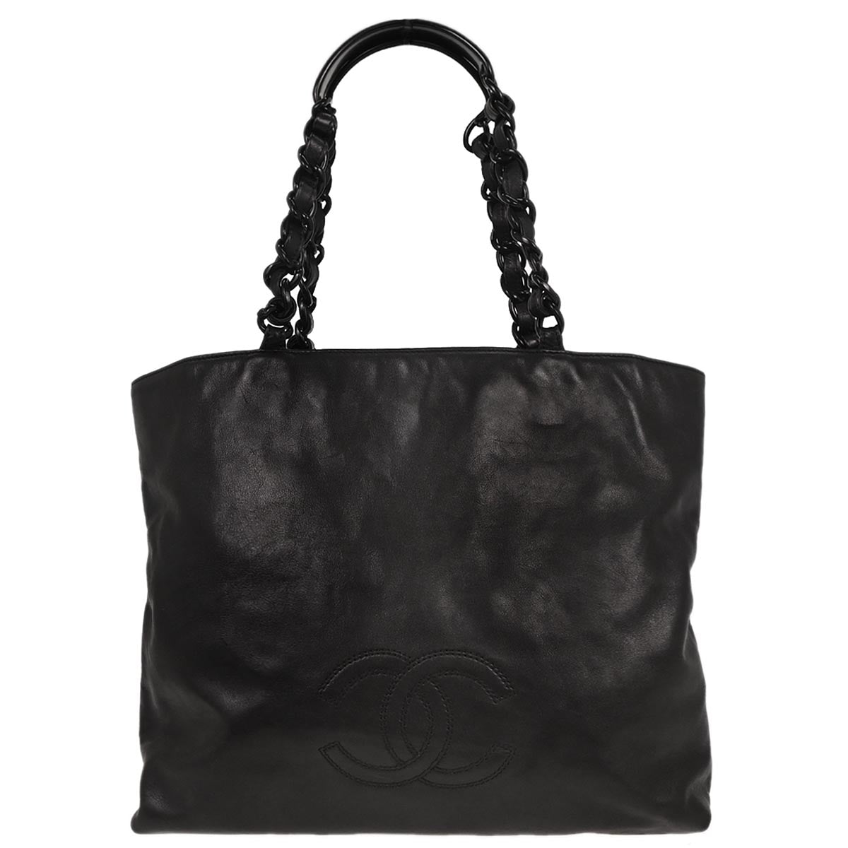 Chanel 1997-1999 Black Lambskin Tote Bag