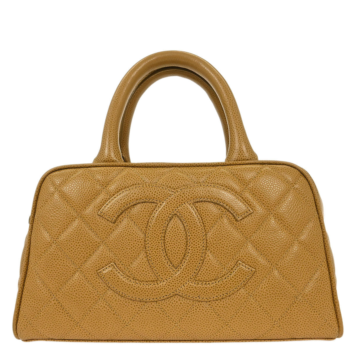 Chanel 2003-2004 Beige Caviar Bowling Bag 27