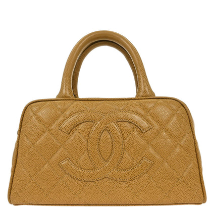 Chanel 2003-2004 Beige Caviar Bowling Bag 27