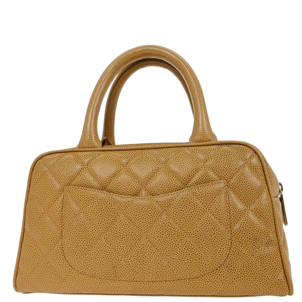Chanel 2003-2004 Beige Caviar Bowling Bag 27