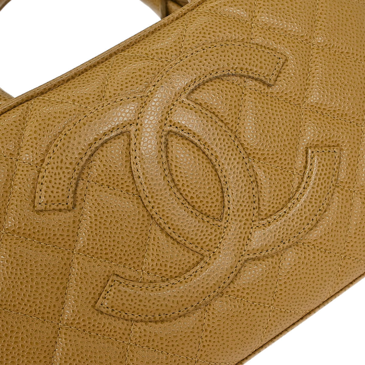 Chanel 2003-2004 Beige Caviar Bowling Bag 27