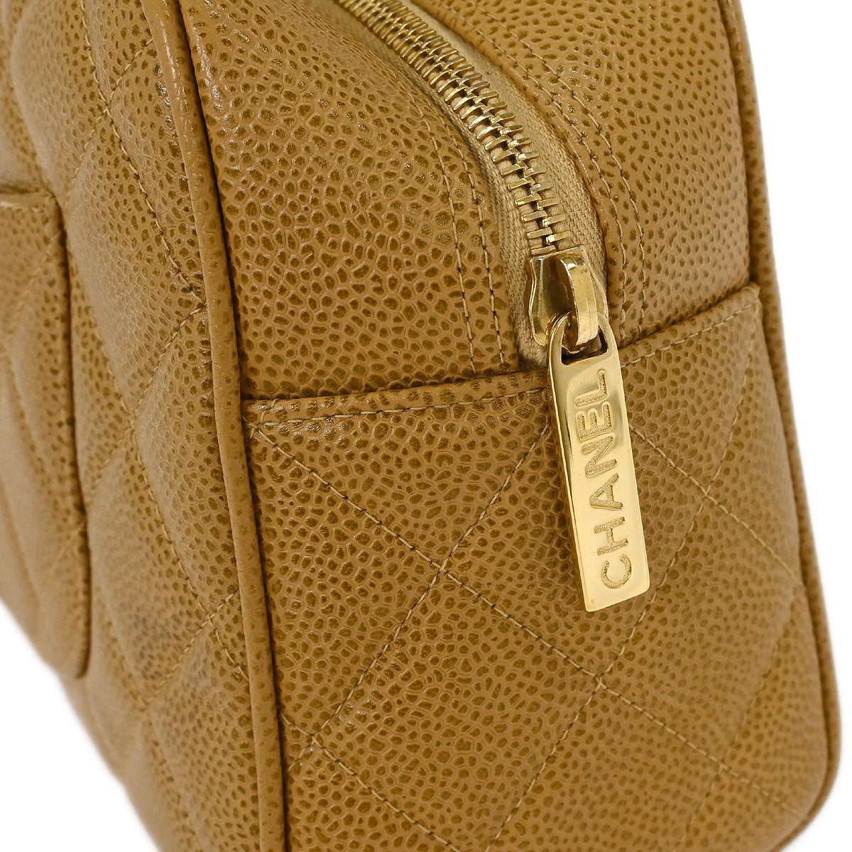 Chanel 2003-2004 Beige Caviar Bowling Bag 27