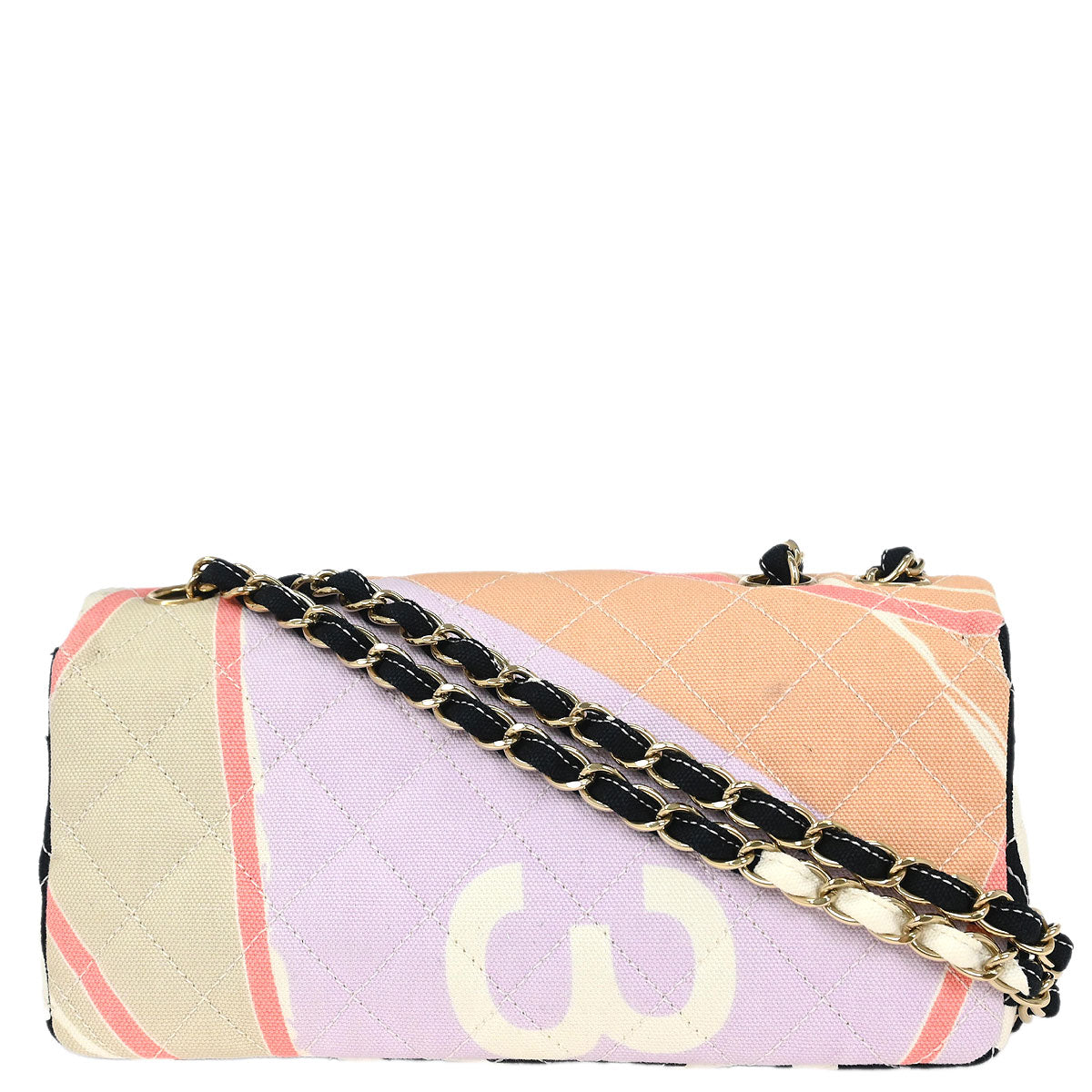 Chanel 2005-2006 Pink Canvas Paris Map Single Flap Shoulder Bag