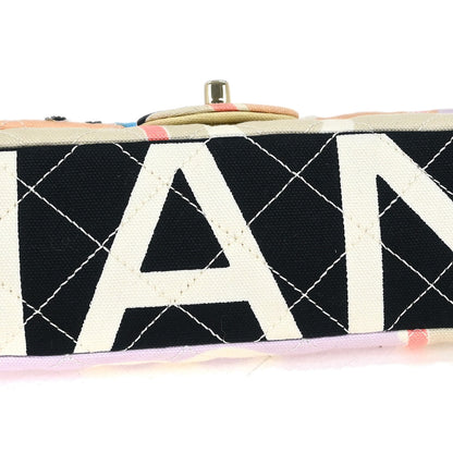 Chanel 2005-2006 Pink Canvas Paris Map Single Flap Shoulder Bag