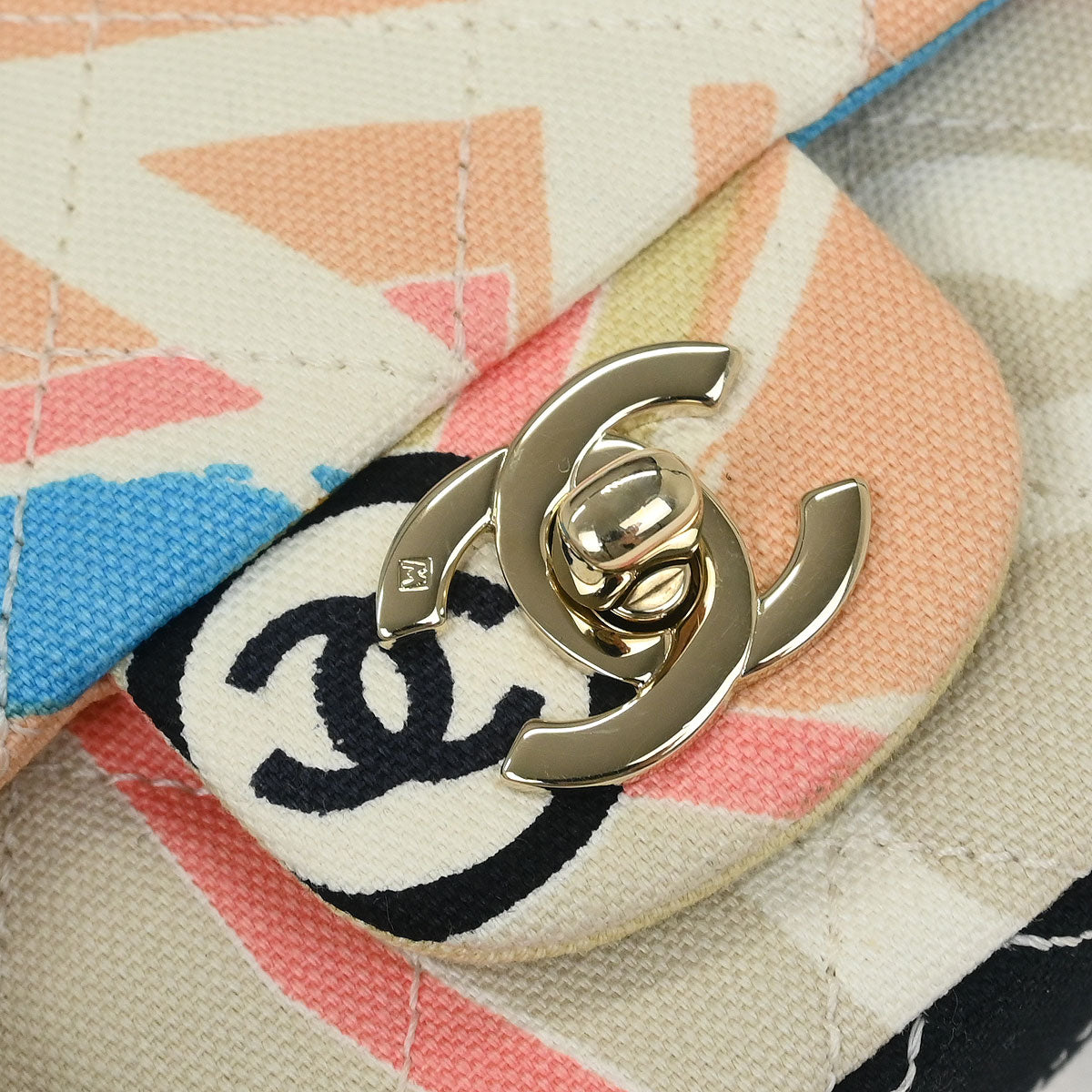 Chanel 2005-2006 Pink Canvas Paris Map Single Flap Shoulder Bag