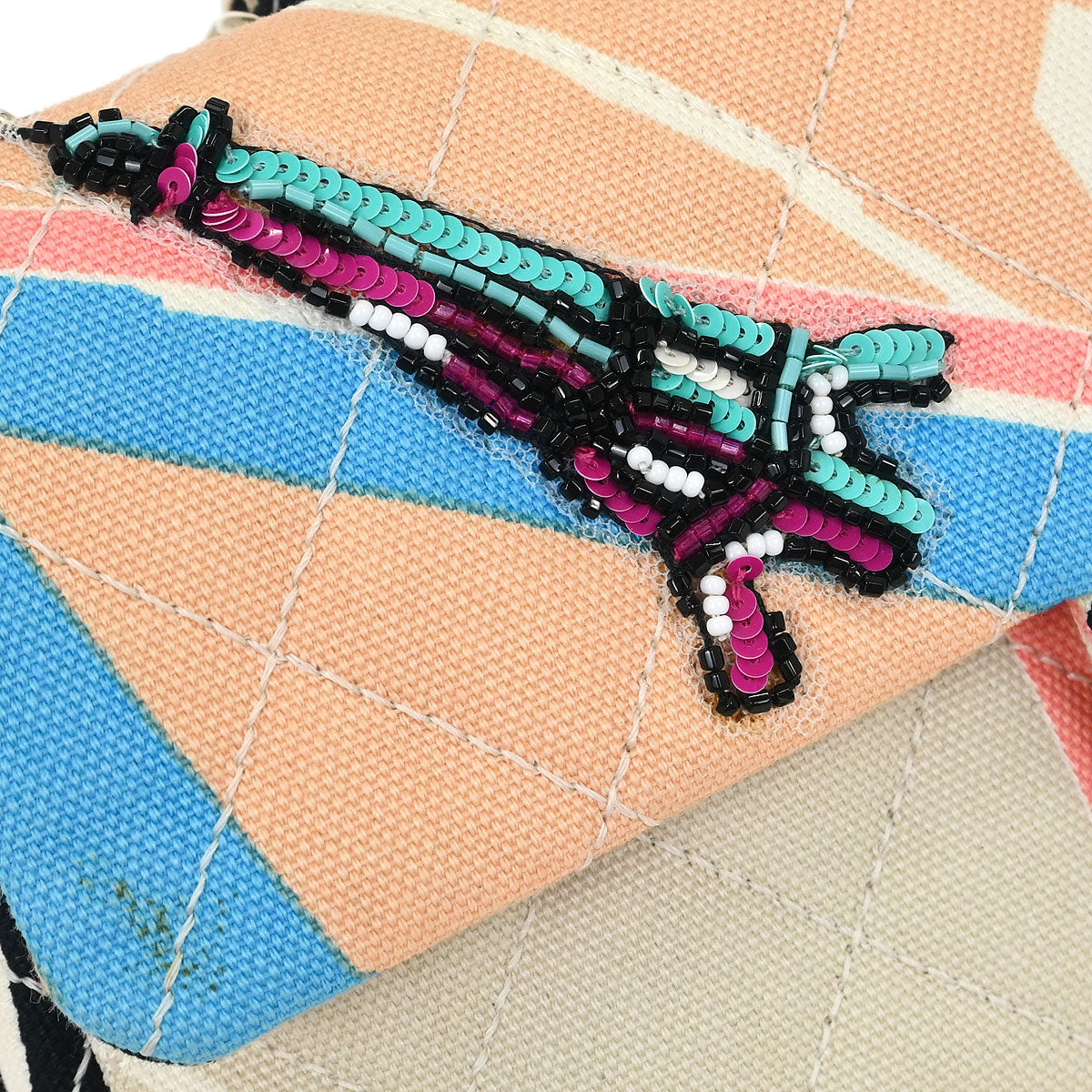 Chanel 2005-2006 Pink Canvas Paris Map Single Flap Shoulder Bag