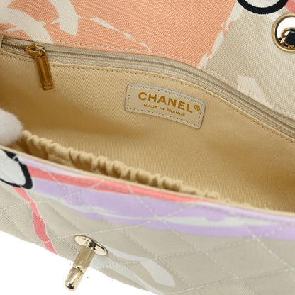 Chanel 2005-2006 Pink Canvas Paris Map Single Flap Shoulder Bag