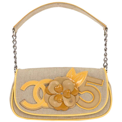 Chanel 2005-2006 Yellow Canvas Camellia No.5 CC Handbag