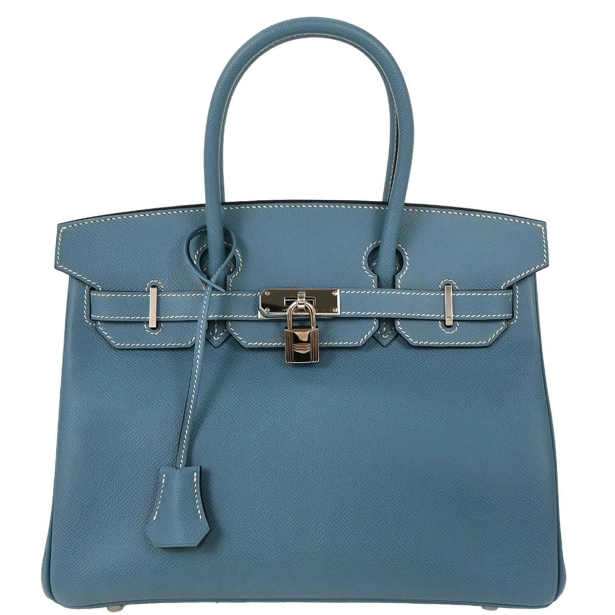 Hermes Blue Jean Courchevel Birkin 30 Handbag