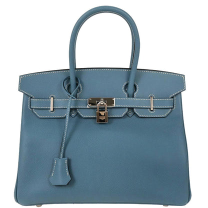 Hermes Blue Jean Courchevel Birkin 30 Handbag