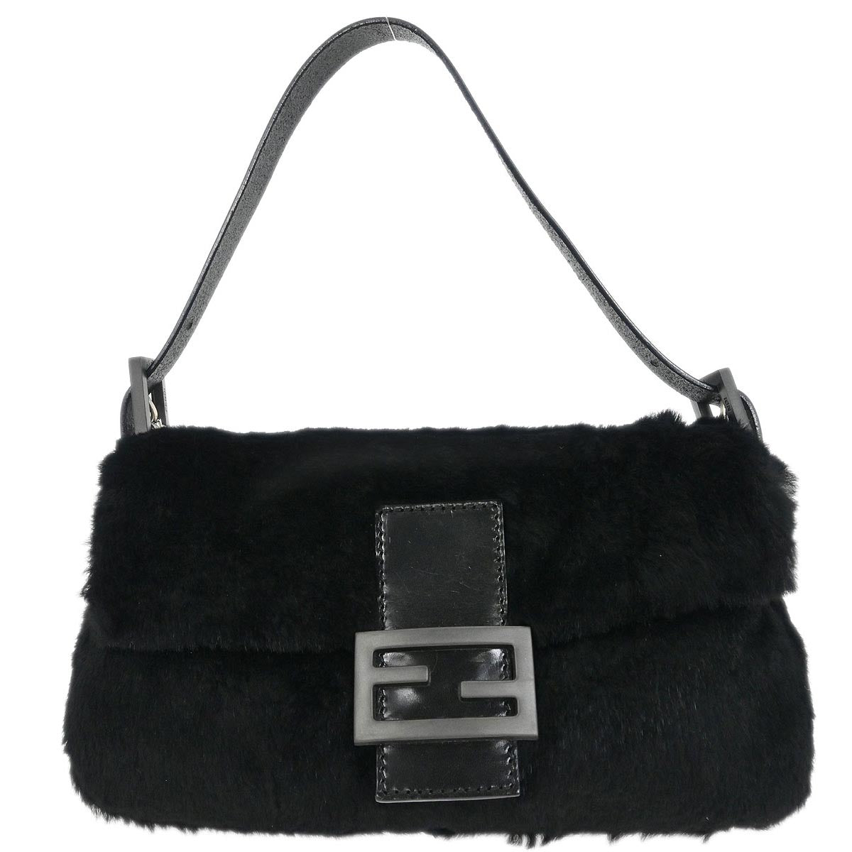 Fendi * Black Fur Baguette Handbag
