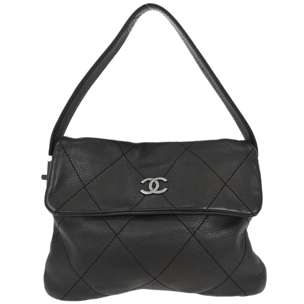 Chanel 2005-2006 Black Calfskin Mademoiselle Lock Wild Stitch Shoulder Bag