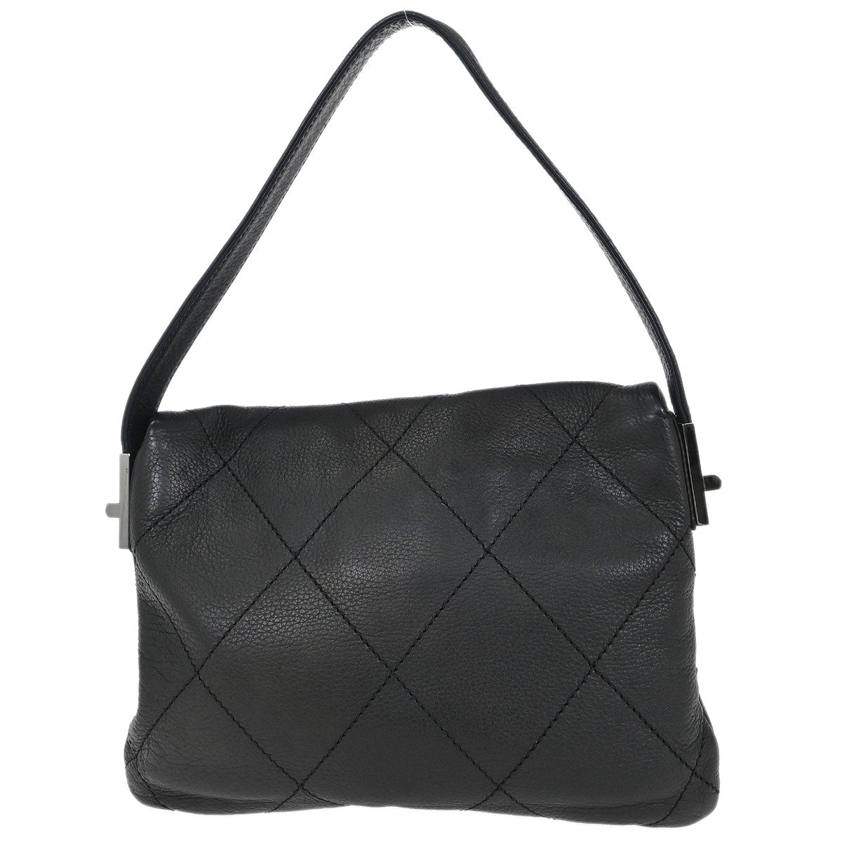 Chanel 2005-2006 Black Calfskin Mademoiselle Lock Wild Stitch Shoulder Bag