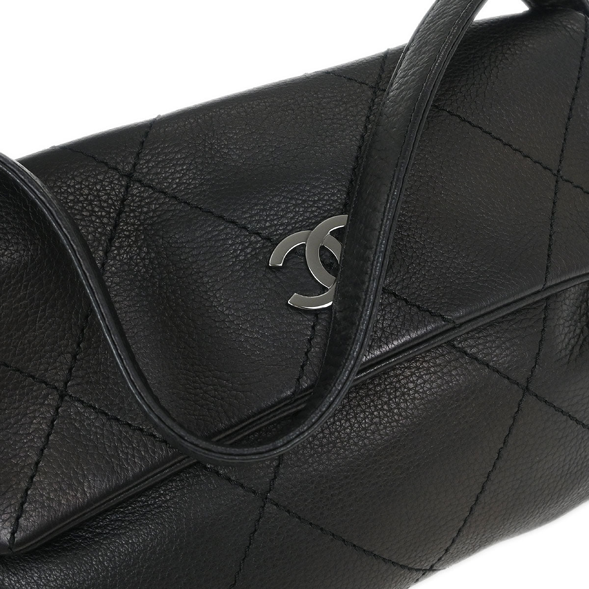 Chanel 2005-2006 Black Calfskin Mademoiselle Lock Wild Stitch Shoulder Bag