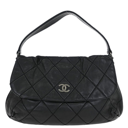 Chanel 2006-2008 Black Lambskin Wild Stitch Shoulder Bag