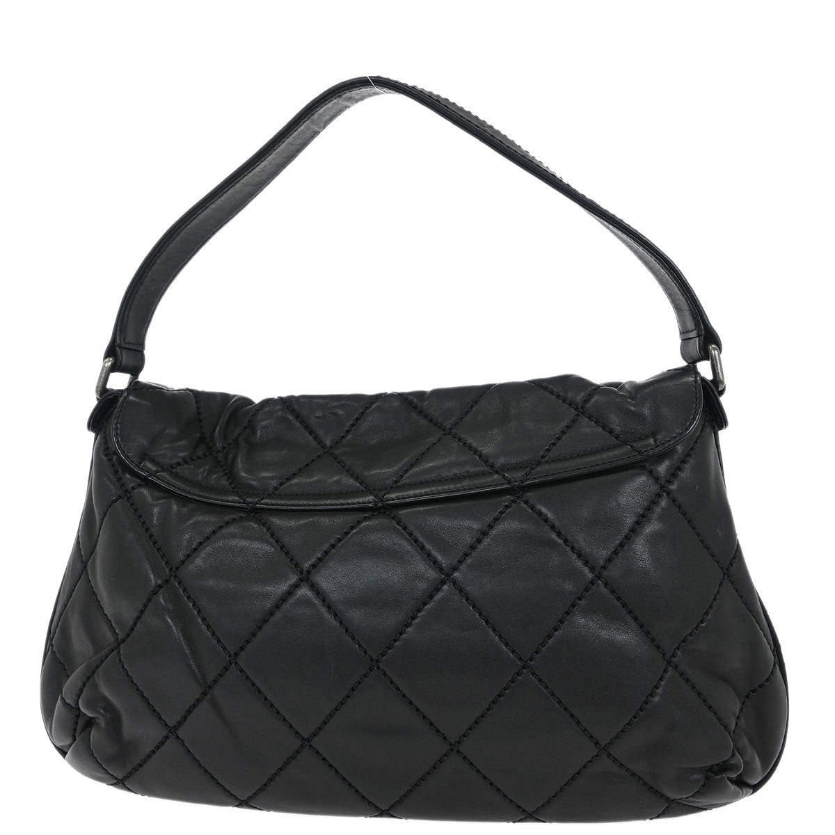 Chanel 2006-2008 Black Lambskin Wild Stitch Shoulder Bag