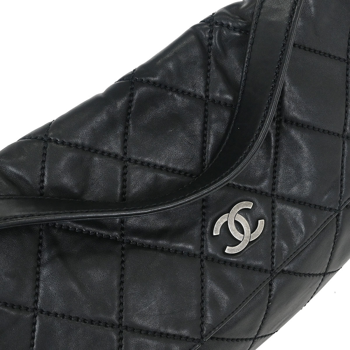 Chanel 2006-2008 Black Lambskin Wild Stitch Shoulder Bag