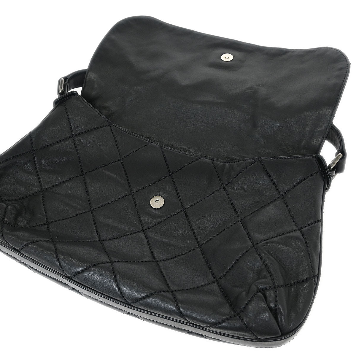 Chanel 2006-2008 Black Lambskin Wild Stitch Shoulder Bag