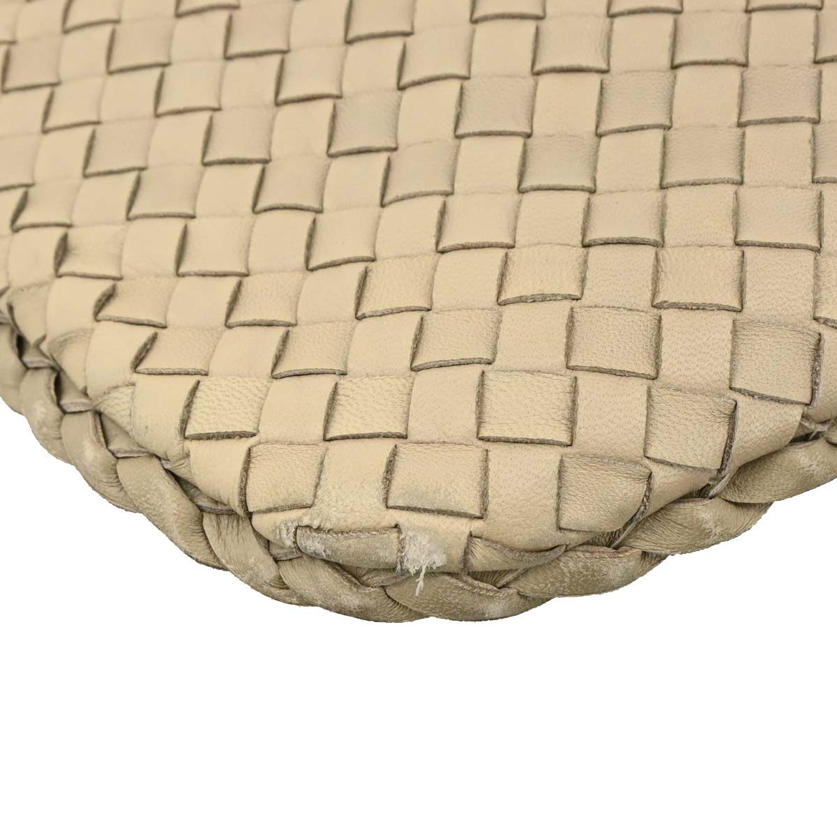 Bottega Veneta Beige Lambskin Intrecciato Hobo Handbag