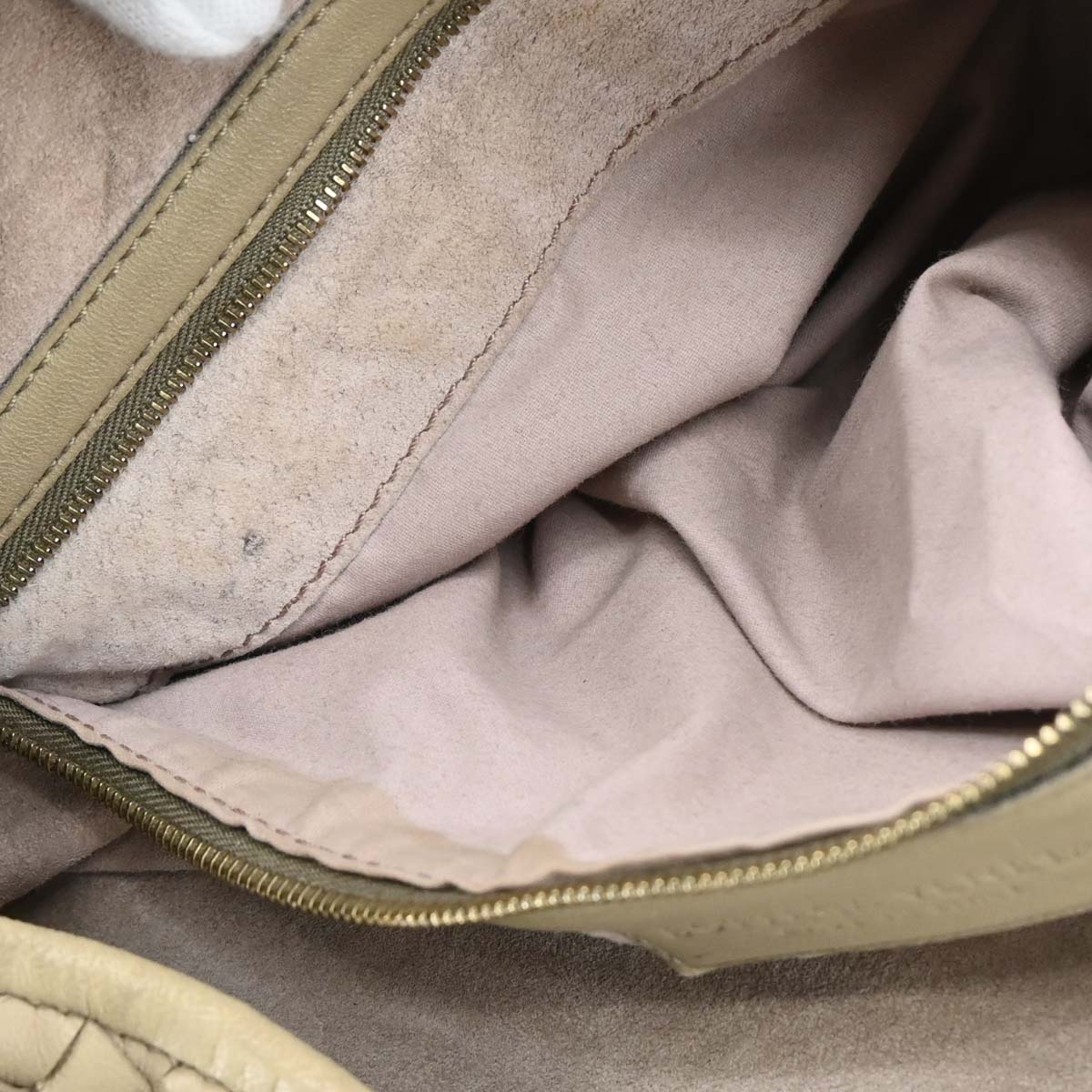 Bottega Veneta Beige Lambskin Intrecciato Hobo Handbag