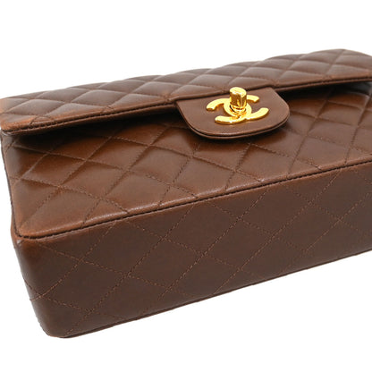 Chanel * 1997-1999 Brown Lambskin Small Classic Double Flap Shoulder Bag
