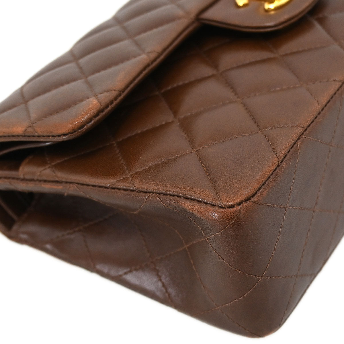 Chanel * 1997-1999 Brown Lambskin Small Classic Double Flap Shoulder Bag