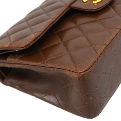 Chanel * 1997-1999 Brown Lambskin Small Classic Double Flap Shoulder Bag