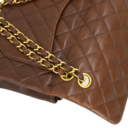 Chanel * 1997-1999 Brown Lambskin Small Classic Double Flap Shoulder Bag