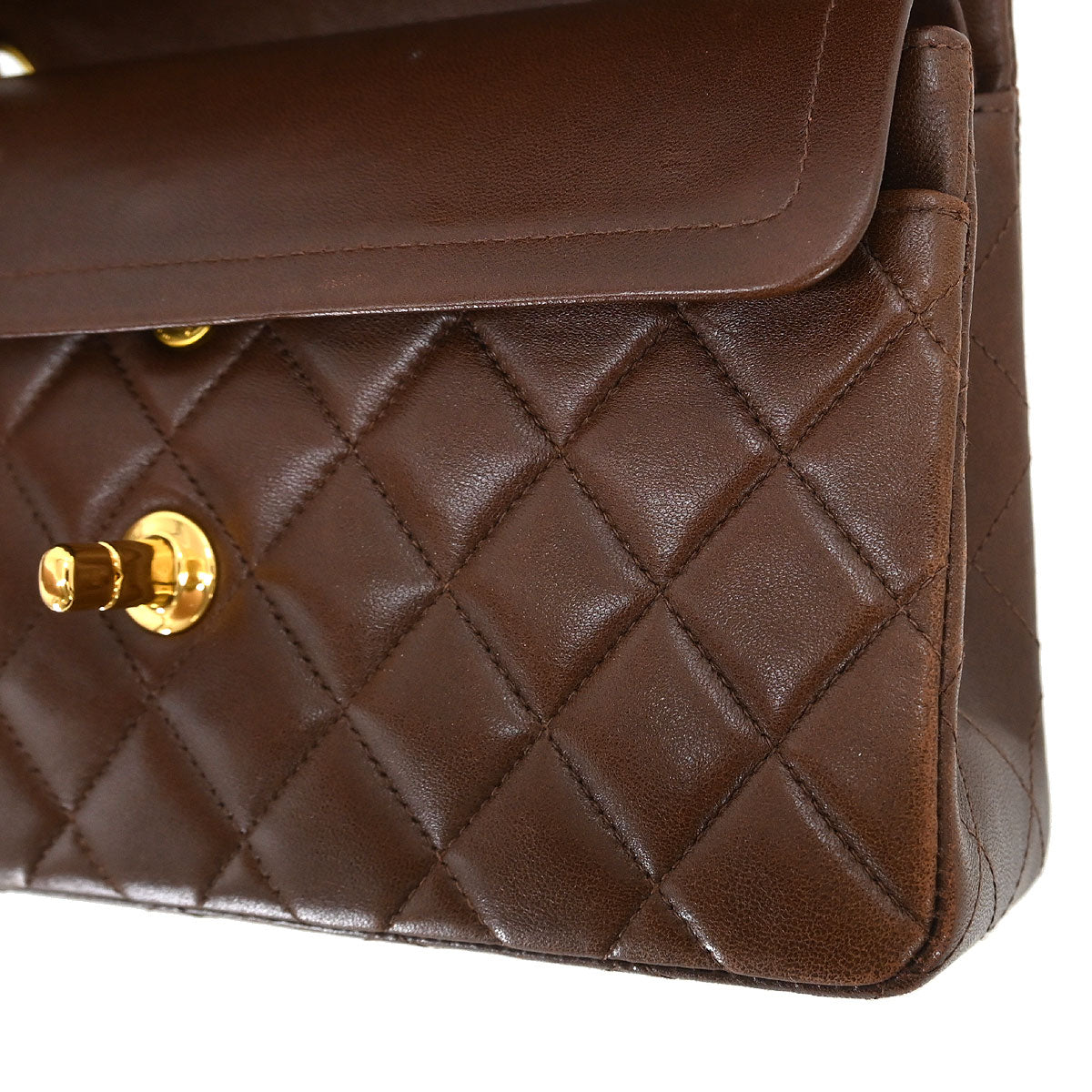 Chanel * 1997-1999 Brown Lambskin Small Classic Double Flap Shoulder Bag