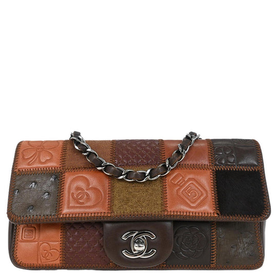 Chanel * 2006-2008 Brown Patchwork East West Flap Shoulder Bag