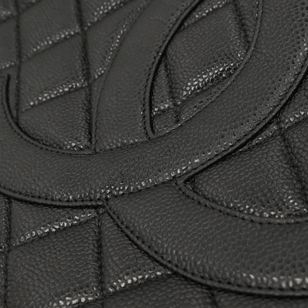 Chanel 2002-2003 Black Caviar Medallion Tote Handbag