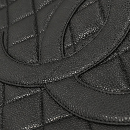 Chanel 2002-2003 Black Caviar Medallion Tote Handbag