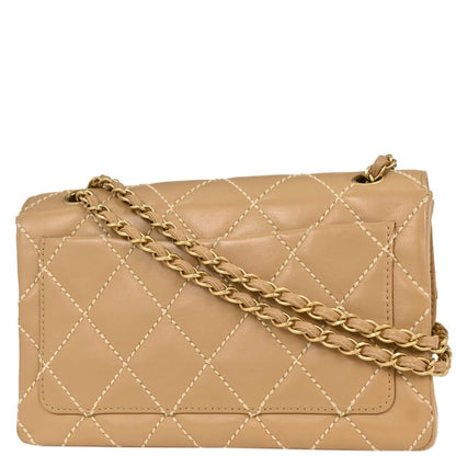Chanel 2003-2004 Beige Calfskin Wild Stitch Shoulder Bag
