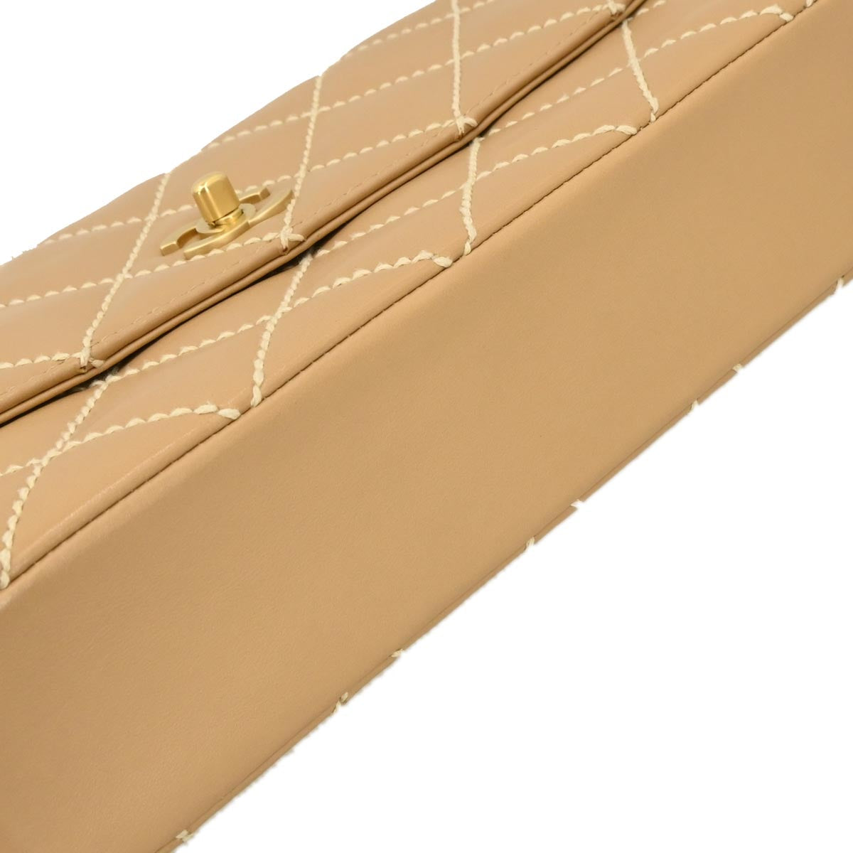 Chanel 2003-2004 Beige Calfskin Wild Stitch Shoulder Bag