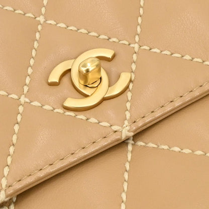 Chanel 2003-2004 Beige Calfskin Wild Stitch Shoulder Bag