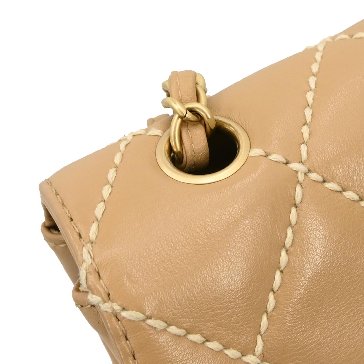 Chanel 2003-2004 Beige Calfskin Wild Stitch Shoulder Bag