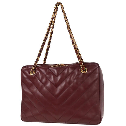 Chanel 2000-2002 Bordeaux Lambskin Chevron Handbag