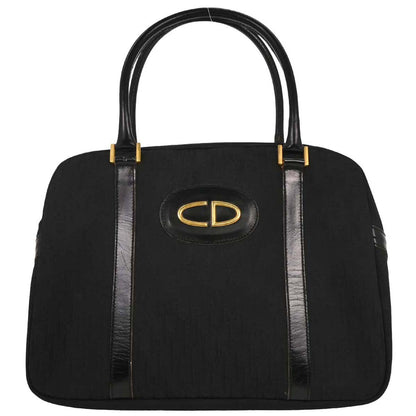 Christian Dior Black Canvas Trotter Duffle Handbag