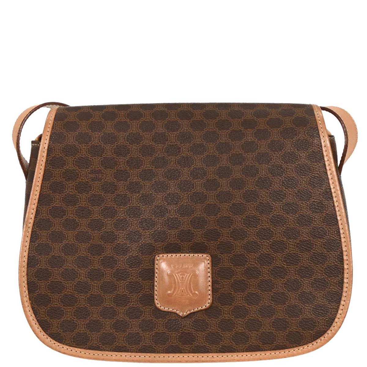 Celine Brown PVC Macadam Shoulder Bag
