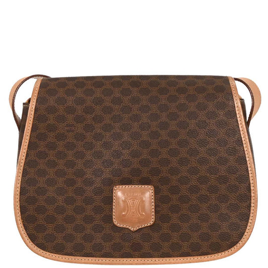 Celine Brown PVC Macadam Shoulder Bag