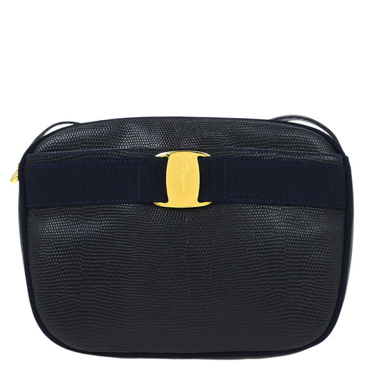 Salvatore Ferragamo Navy Vara Shoulder Bag