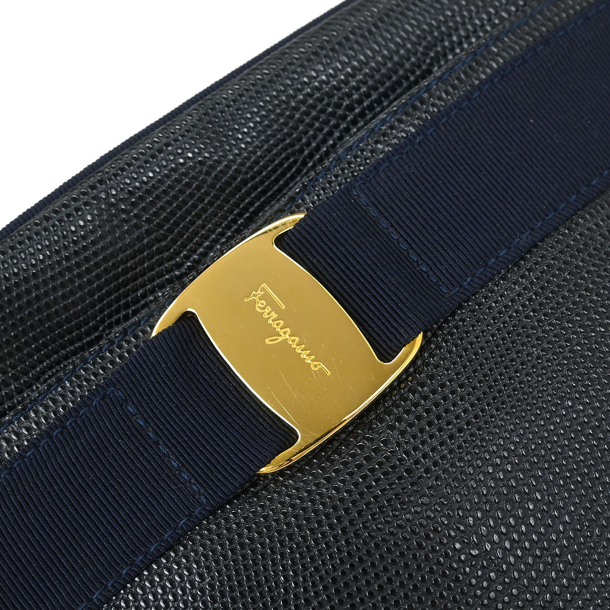 Salvatore Ferragamo Navy Vara Shoulder Bag