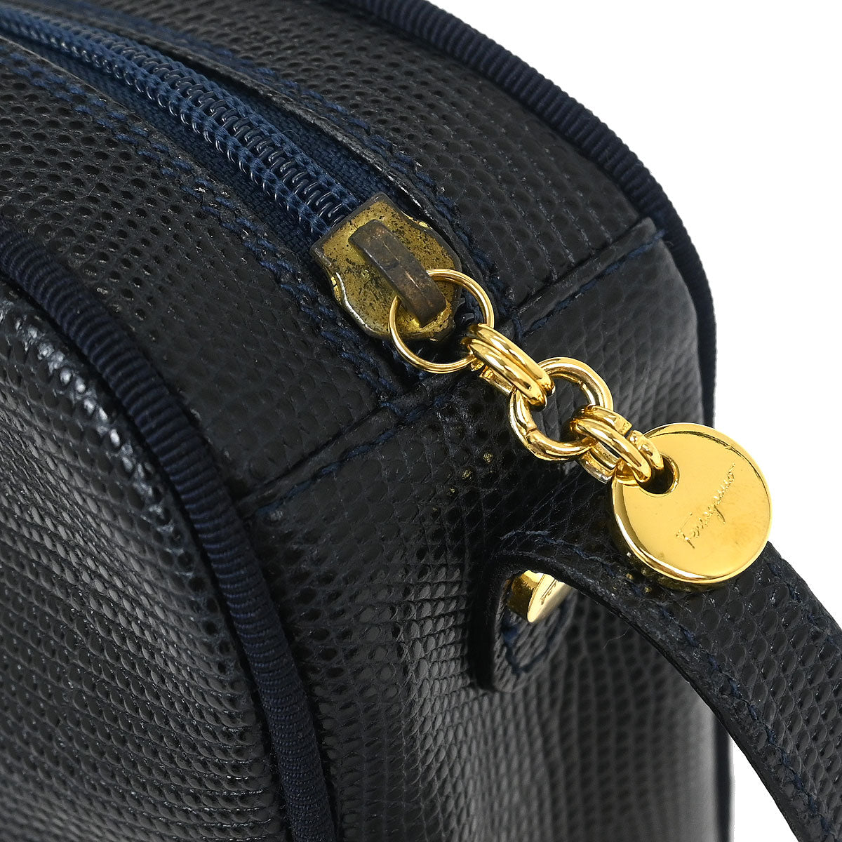 Salvatore Ferragamo Navy Vara Shoulder Bag