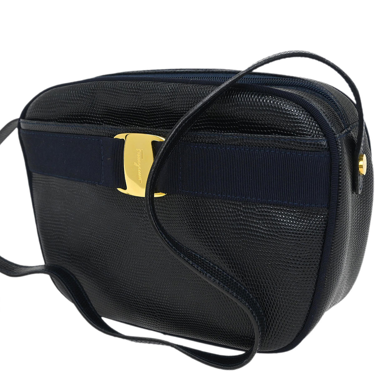 Salvatore Ferragamo Navy Vara Shoulder Bag