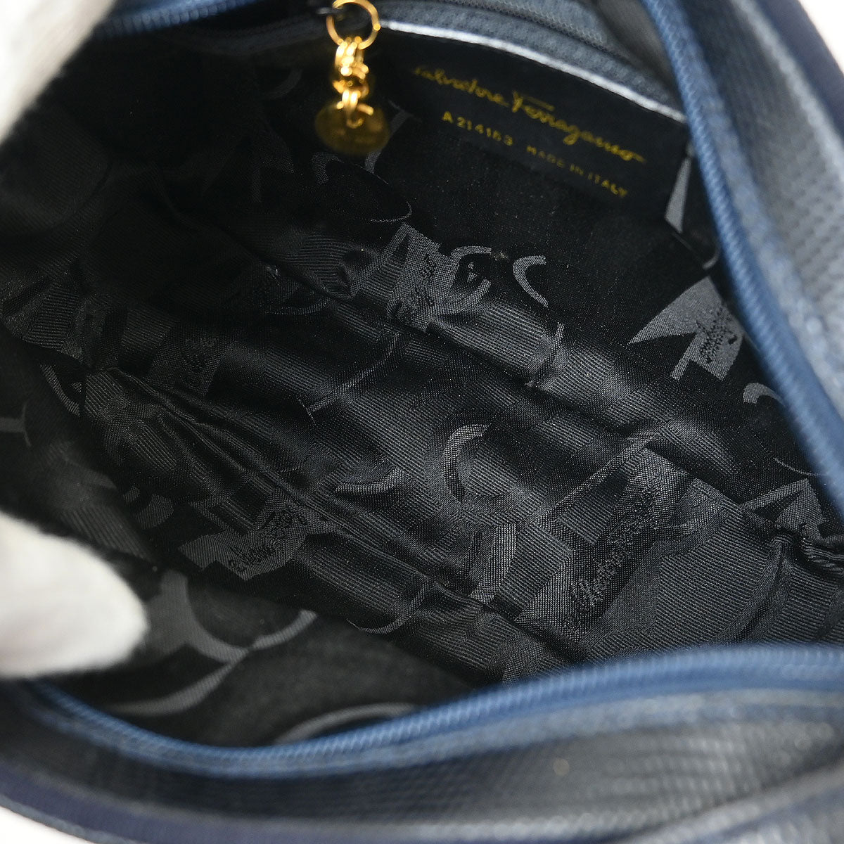 Salvatore Ferragamo Navy Vara Shoulder Bag